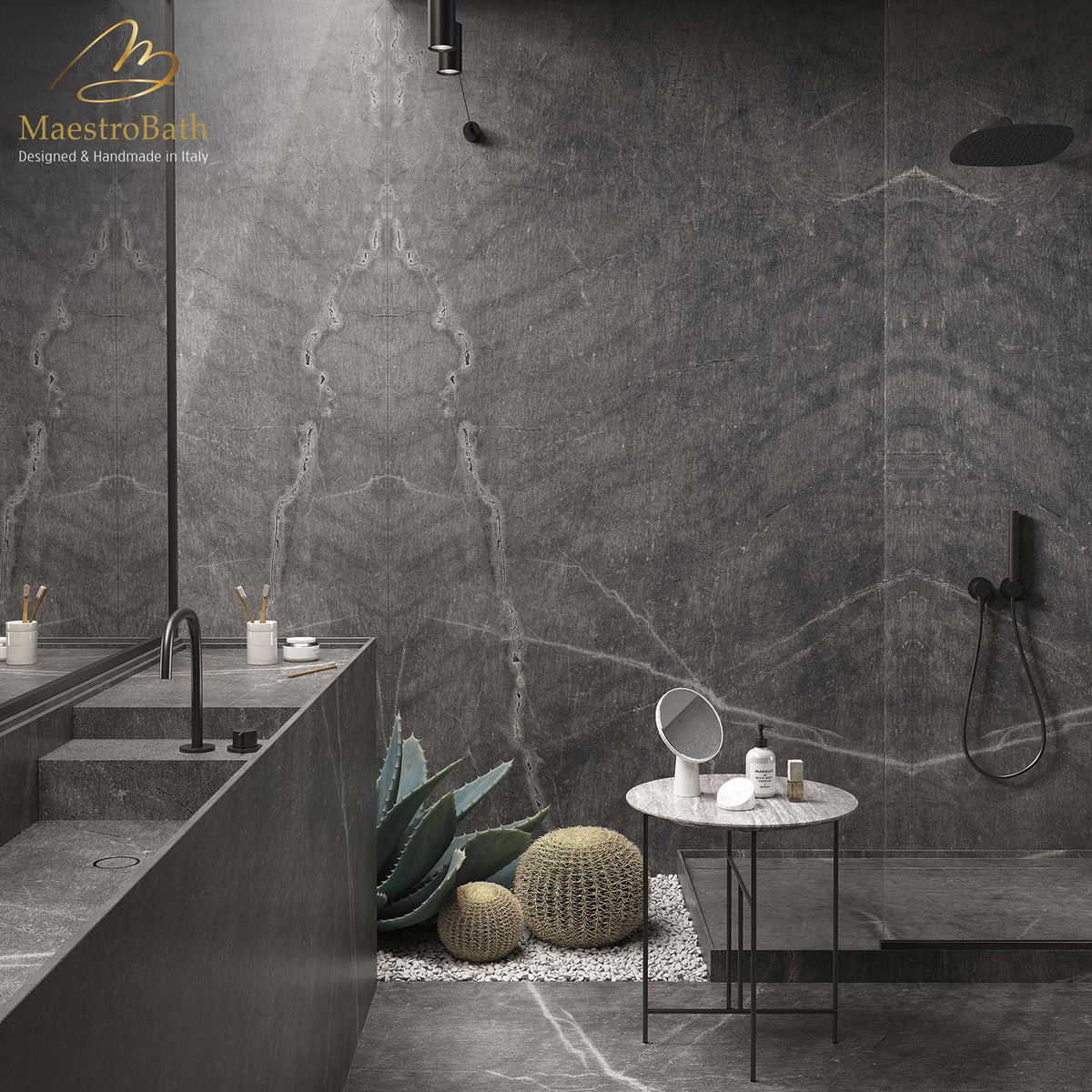 Atlantis Luxury Tile, shown in gray, 125.9 inch by 62.9 inch per panel