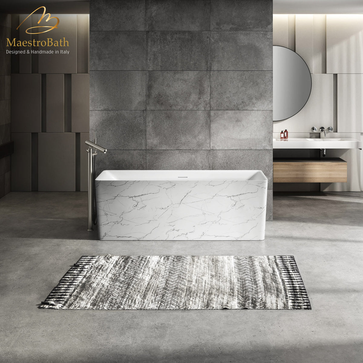 Cosmopolitan Modern Rectangular Bathtub, shown in white, 65.3 inch long by 30.3 inch wide and 23.6 inch high