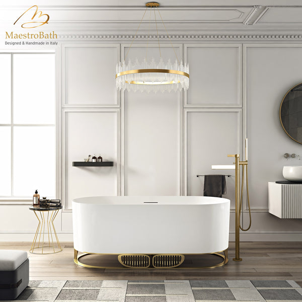 Elevate Luxury Freestanding Bathtub | White and Gold