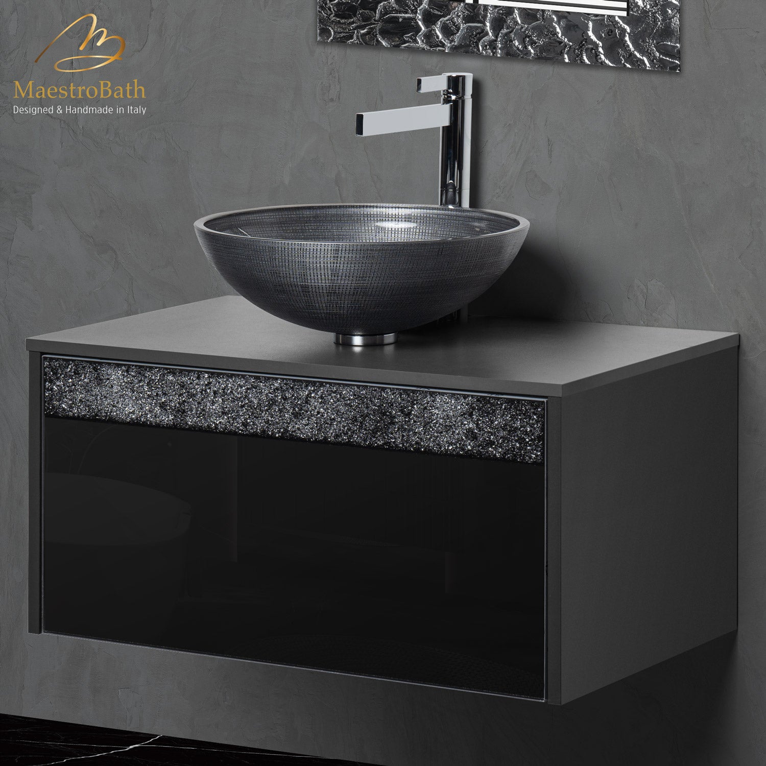 Alba Modern Single Vanity #color_grey and black
