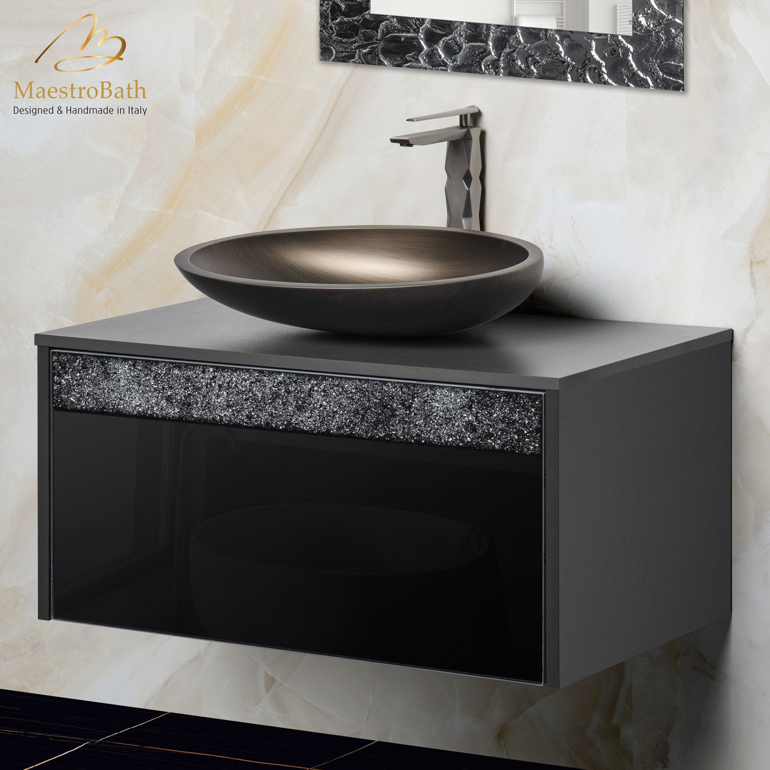 Alba Modern Single Vanity #color_grey and black