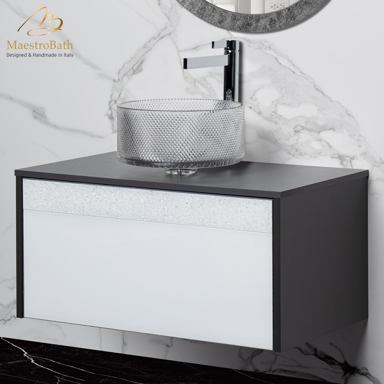 Alba Modern Single Vanity #color_grey and white