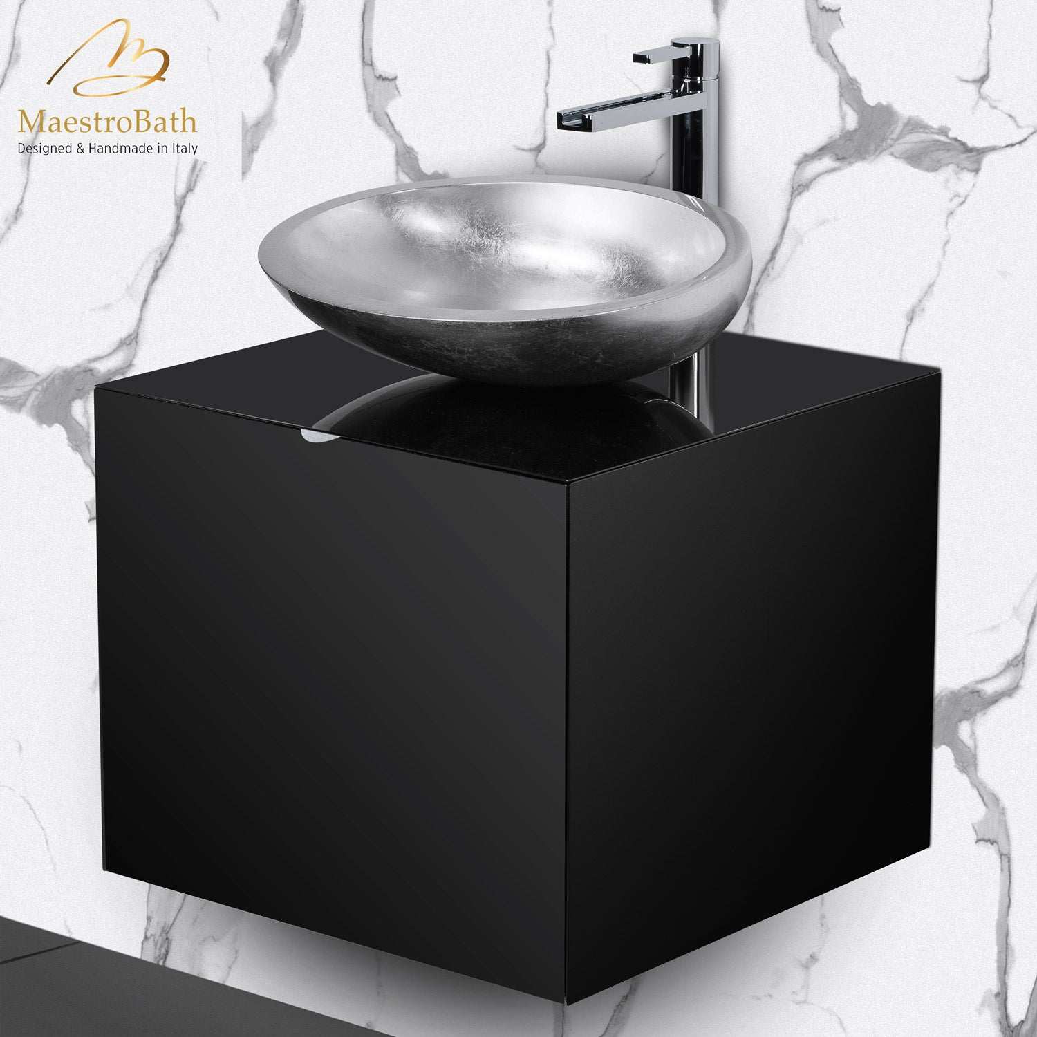 Dora Black Lacquered Bathroom Vanity 20 Inch #color_black