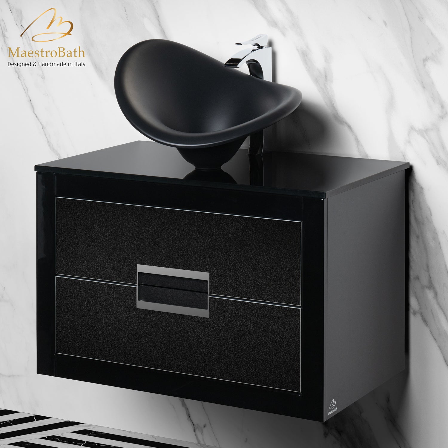 Danya 32 Inch Modern Bathroom Vanity | Black and Silver #Size_32"