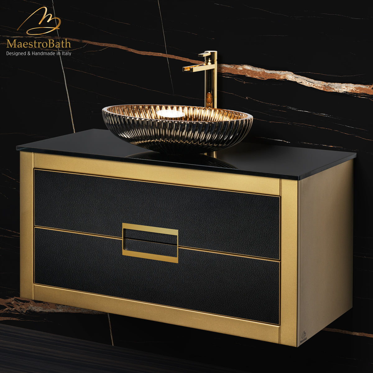 Danya Gold Leather Modern Bathroom Vanity 40 Inch #Size_40"