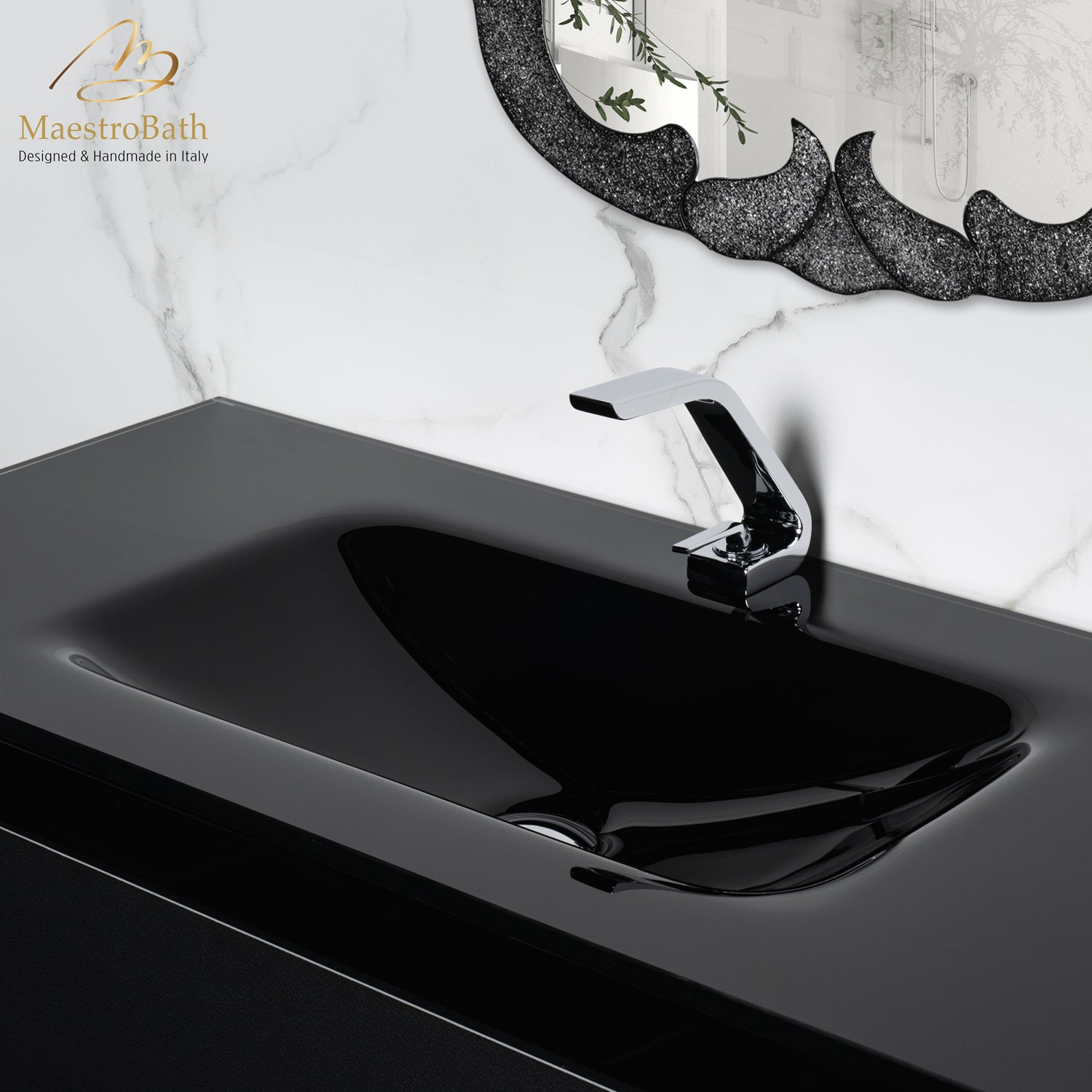 Danya 40 Inch Modern Bathroom Vanity | Black and Silver #Size_40"