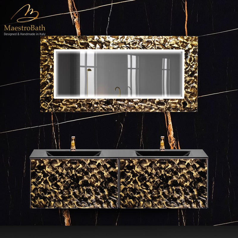 Luxury Murano Crystal Wallmount Bathroom Double Vanity