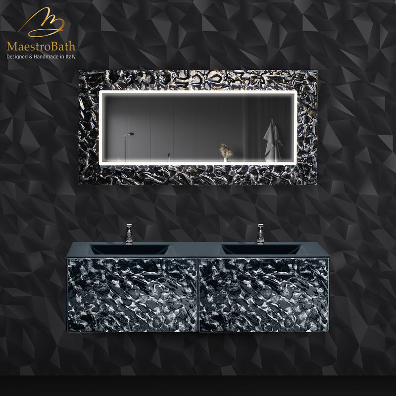 Designer Murano Glass Wallmount Bathroom Double Vanity