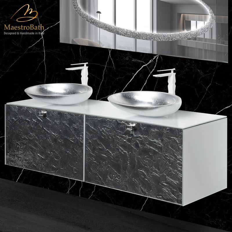 Luxury Murano Glass Wallmount Bathroom Double Vanity
