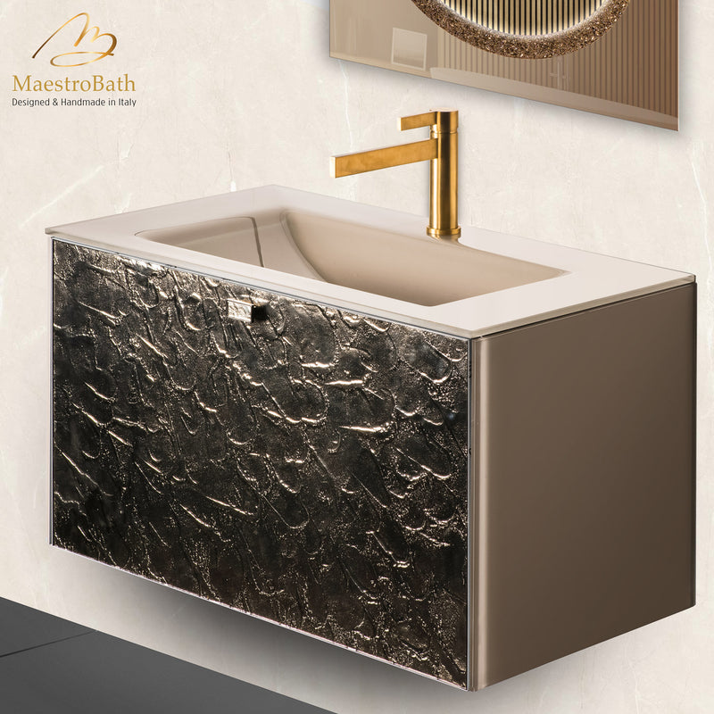 Luxury Murano Glass Wallmount Bathroom Vanity