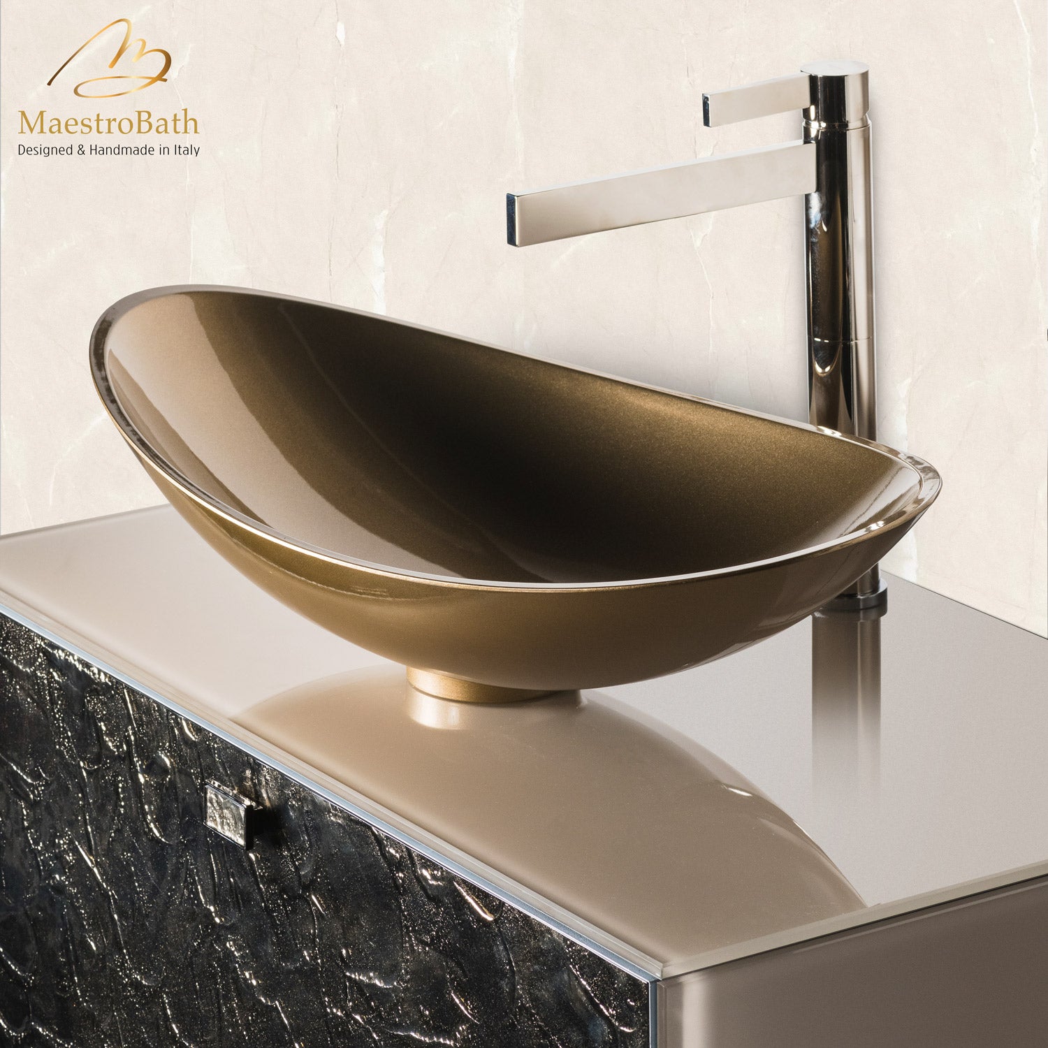 Luxury Murano Crystal Wallmount Bathroom Vanity #color_bronze