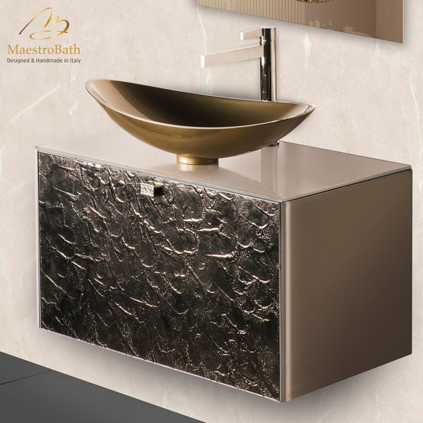 Designer Murano Glass Wallmount Bathroom Vanity #color_bronze