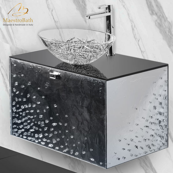 Luxury Murano Glass Wallmount Bathroom Vanity #color_silver