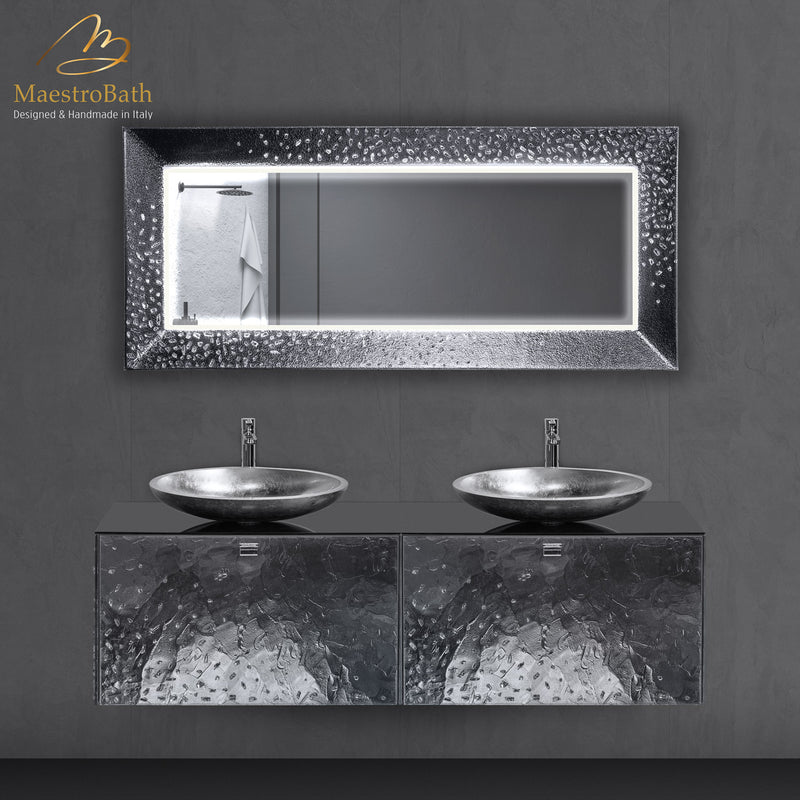 Luxury Crystal Glass Wallmount Bathroom Double Vanity