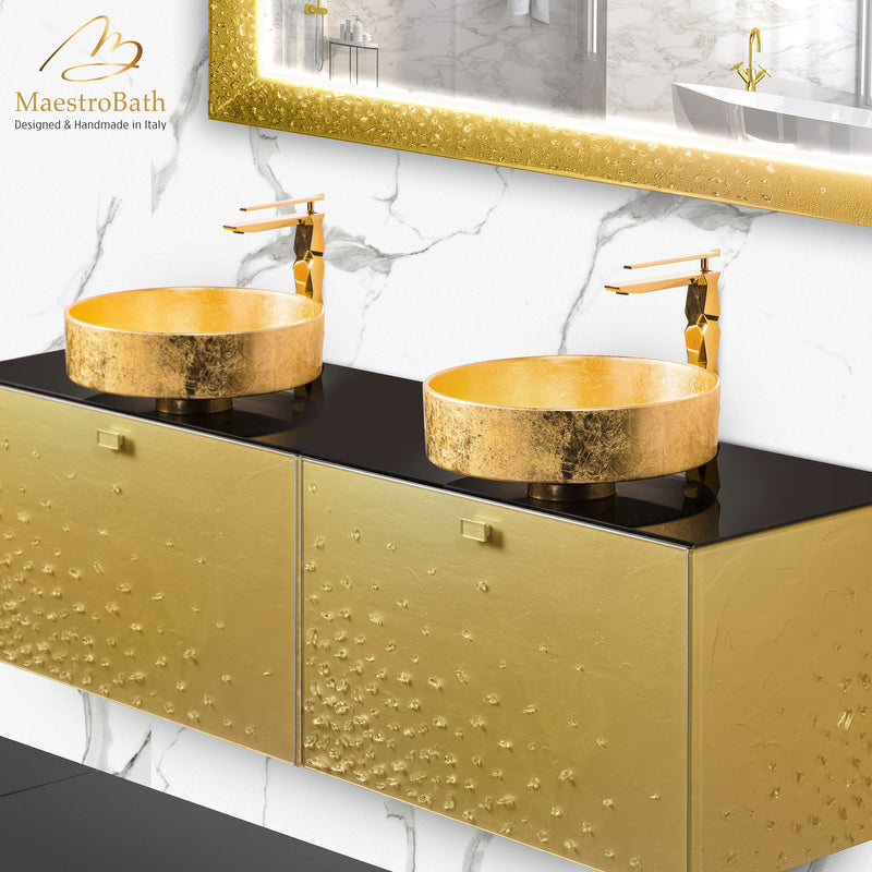 Luxury Crystal Wallmount Bathroom Double Vanity