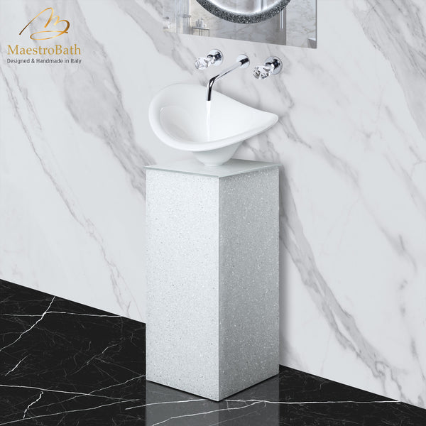 White Crystal Pedestal Sink