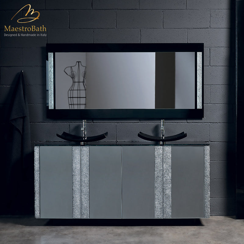 Modern Crystal Silver Bathroom Vanity