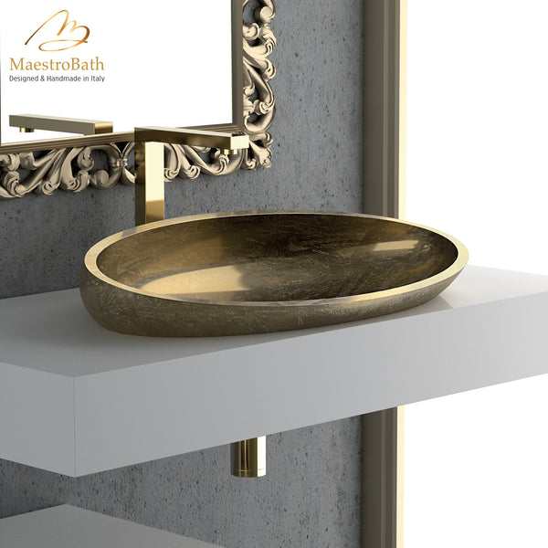 Modern Pedestal Sink Gold Leaf