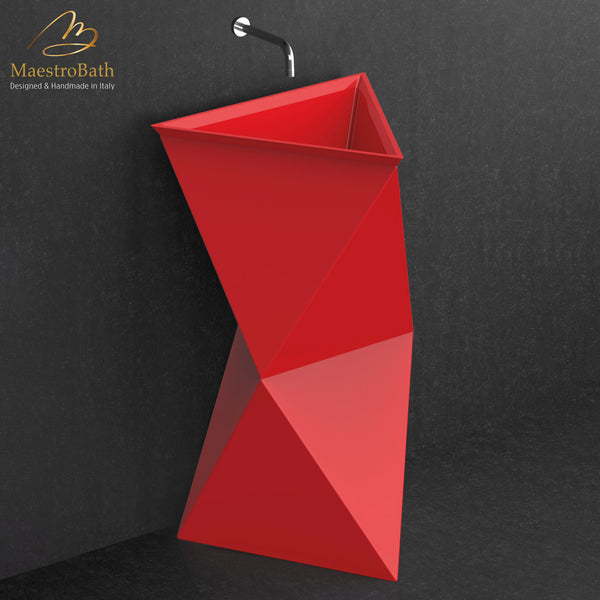 Poli Modern Pedestal Sink | Red #finish_red