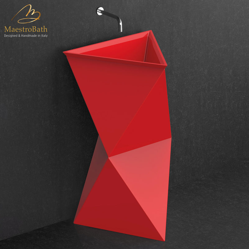 Poli Modern Pedestal Sink | Red
