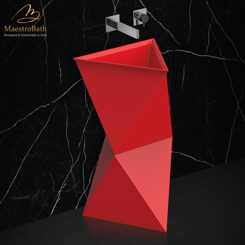 Poli Modern Pedestal Sink | Red