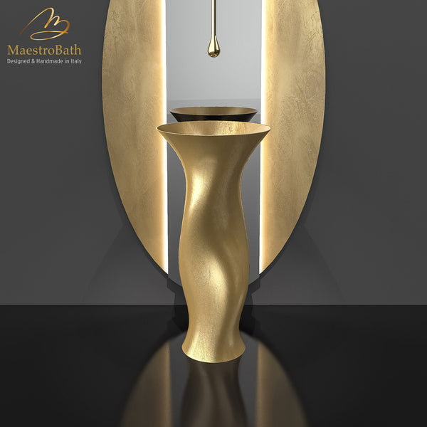 Ruffle Pedestal Sink | Gold Leaf #finish_gold leaf