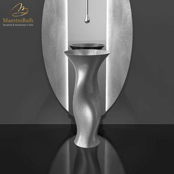 Ruffle Pedestal Sink | Silver Leaf #finish_silver leaf
